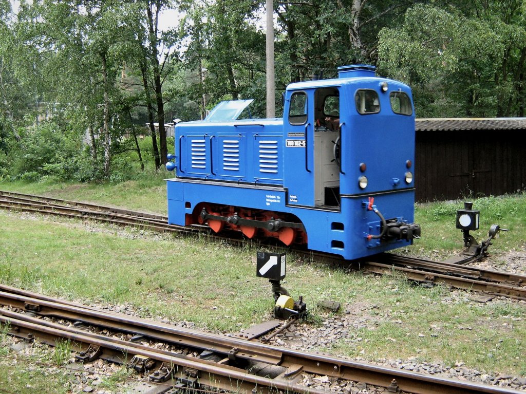 Blaue Diesellok der Parkeisenbahn