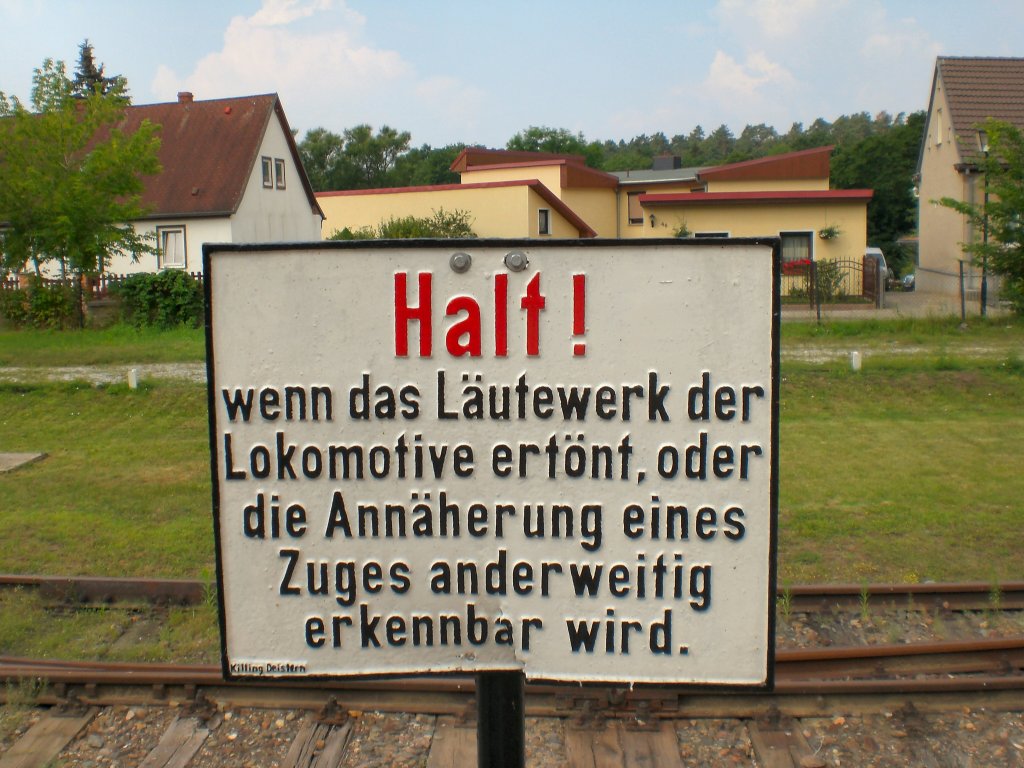 Warnschild in Buckow