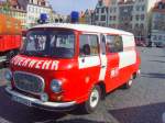 Feuerwehr-Barkas auf dem Erfurt Domplatz