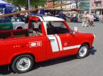 Seitenansicht  Feuerwehr-Trabant auf dem Domplatz, 25.4.2010 Erfurt